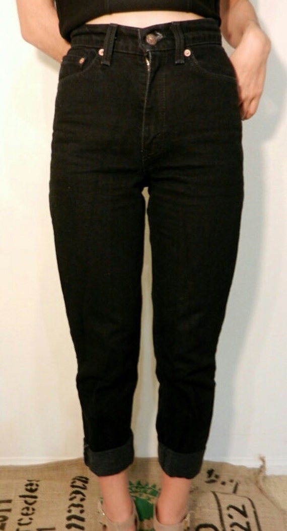 LEVI'S HIGH WAIST Vintage Jeans Black Denim Wash … - image 3