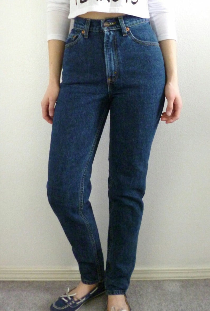 LEVI'S VITA ALTA Jeans denim vintage tutte le taglie Dark | Etsy Italia