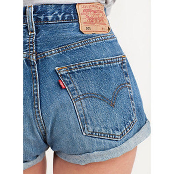 LEVIS HIGH WAIST Vintage Jean Denim Cuffed Shorts Authentic 24 - Etsy