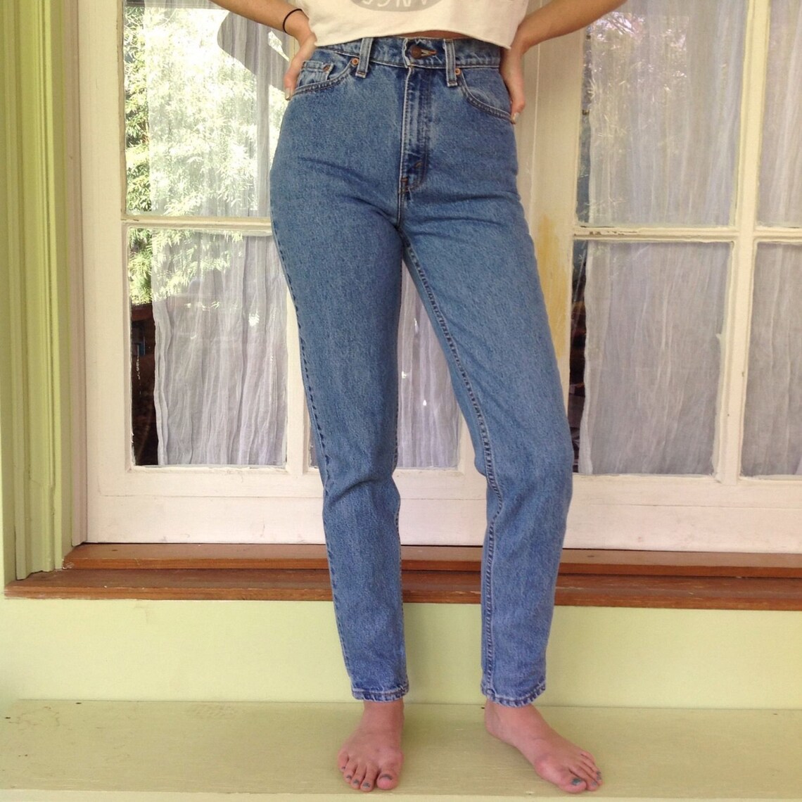LEVI'S HIGH WAIST Vintage Jeans Denim Medium Blue Wash | Etsy