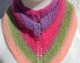 Neckerchief triangular scarf knitted scarf pink pink purple green ombre
