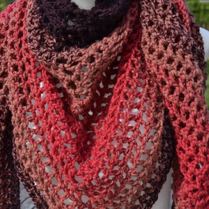 Triangular scarf handkerchief neckerchief crocheted handkerchief woolen handkerchief red brown striped image 4