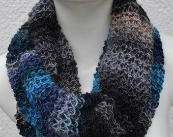Loop tube scarf scarf Loopschal blue gray green black anthracite handknitted