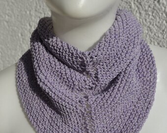 Neckerchief triangular scarf knitted cloth purple white melange stretch