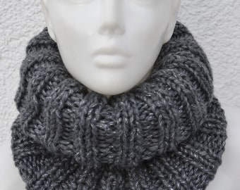 Tube scarf Loop scarf Loop scarf Tube scarf Neck warmer Round scarf Tube scarf gray anthracite silver hand-knitted