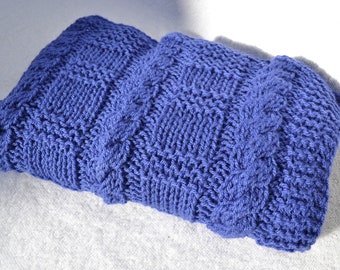 Blanket Baby blanket Knitted blanket Baby blanket Christening blanket blue with braid Cable knit by hand knitted