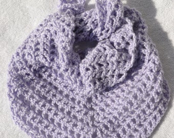 Triangle cloth baby crochet scarf burp cloth bib scarf crochet purple lilac uni crocheted by hand crochet