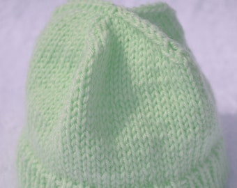 Baby hat First hat Beanie Knitted hat Children's cap Mütze Frühchen mint green knitted handknitted