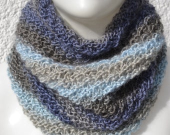 Loop scarf scarf loop scarf tube scarf neckwarmer scarf tubular scarf blue gray handknitted knitted