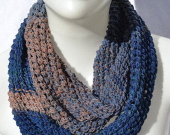 Loop scarf Loop loop scarf blue jeans red-brown knitted