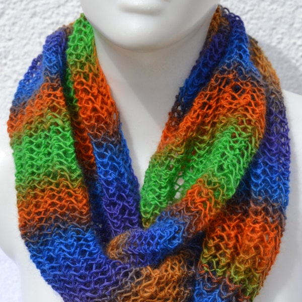 Loop Tube Scarf Loopschal Round Scarf Neckwarmer colorful striped knitted handknit for ladies, men and children