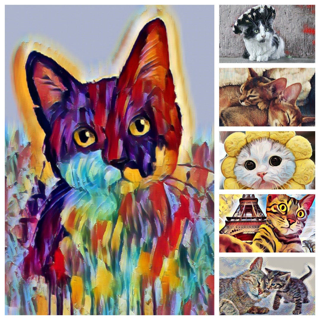 Cat Art for Download 120 Images, Cat Clipart Instant Download Printable