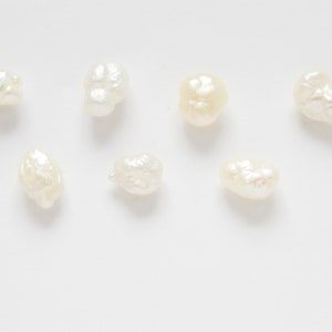 Natural creamy white keshi freshwater pearls earings 5-7mm, rhodium plated solid sterling silver image 4