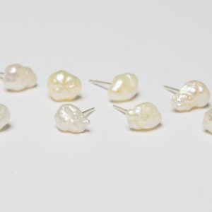 Natural creamy white keshi freshwater pearls earings 5-7mm, rhodium plated solid sterling silver image 7