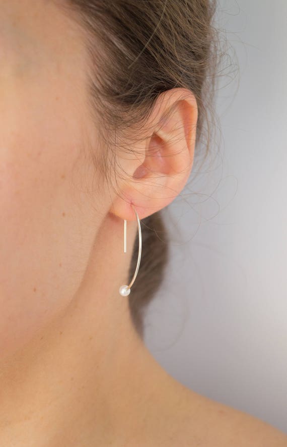 Pendient De Perlas De Agua Dulce Para Mujer Con Aguja De Plata