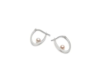 LILI. Sterling silver sleeper earrings with or without freshwater pearls