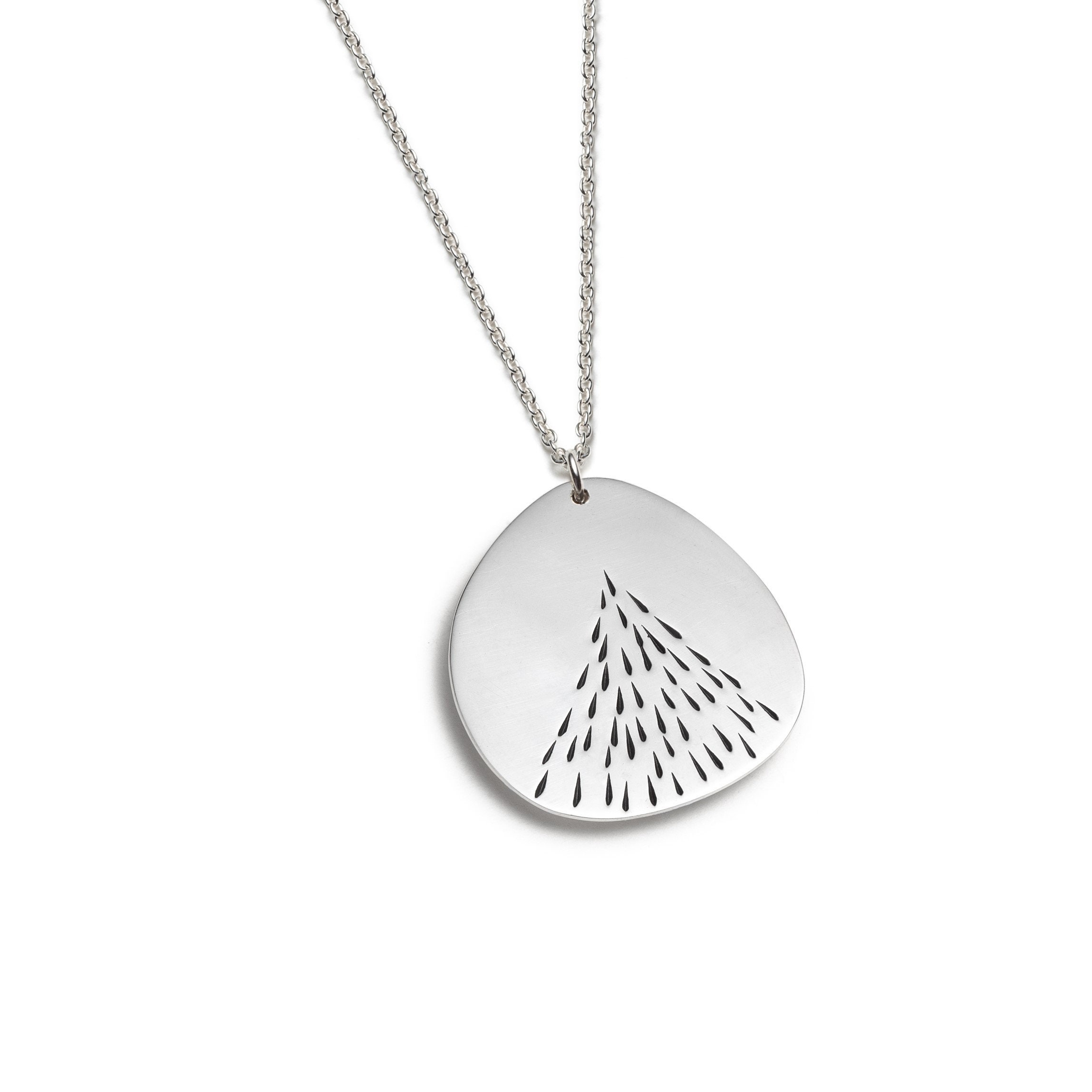 LENA. Long Necklace. Small Drops Engraved on a Reflective