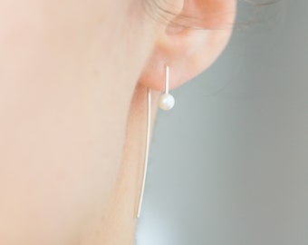 NIX. Natural freshwater pearls earrings, colored pearls, sterling silver. White, pink or grey pearls