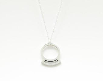 Series of 7 Pendant/rings, sterling silver necklace