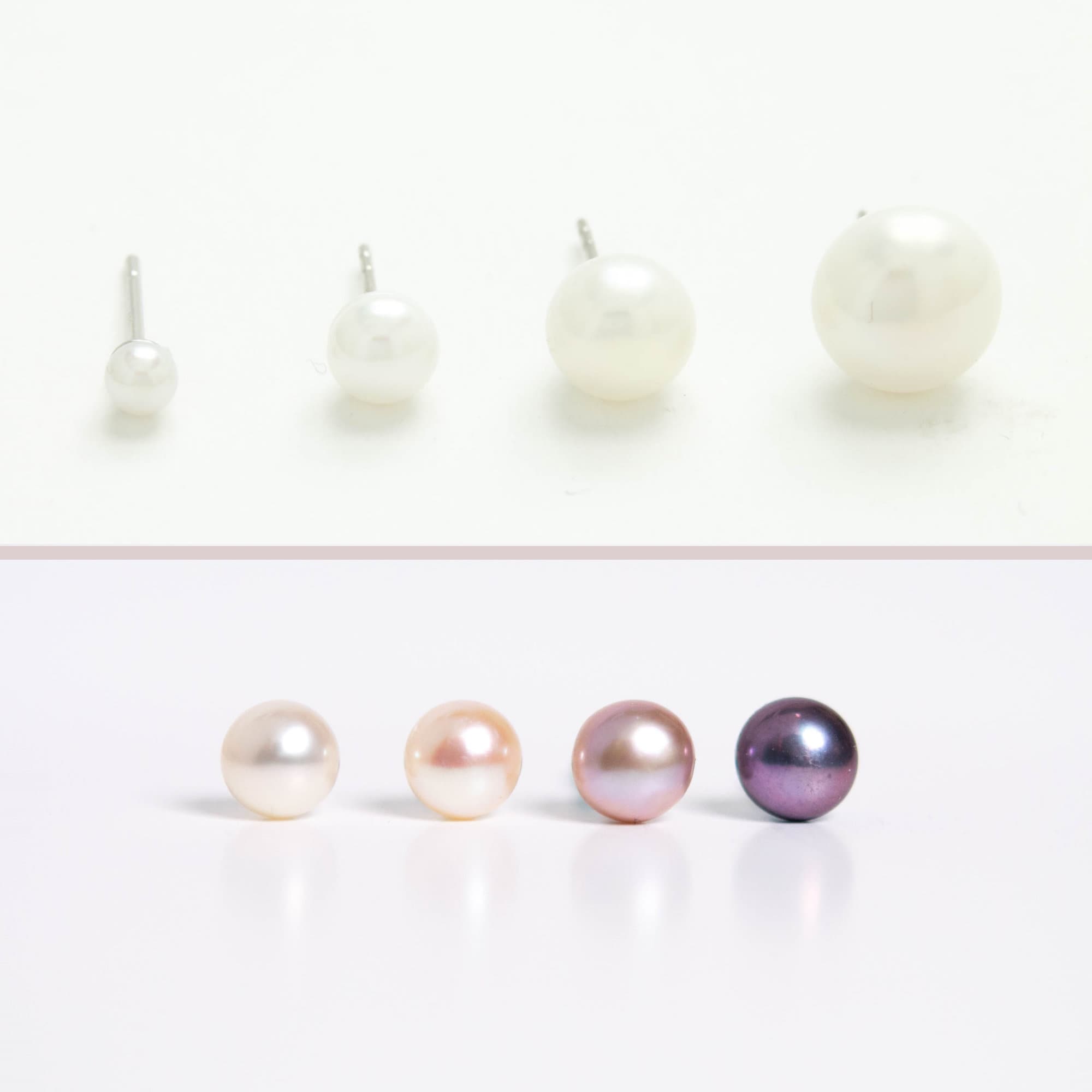 Natural Freshwater Pearls Earrings White and Colored, Pink