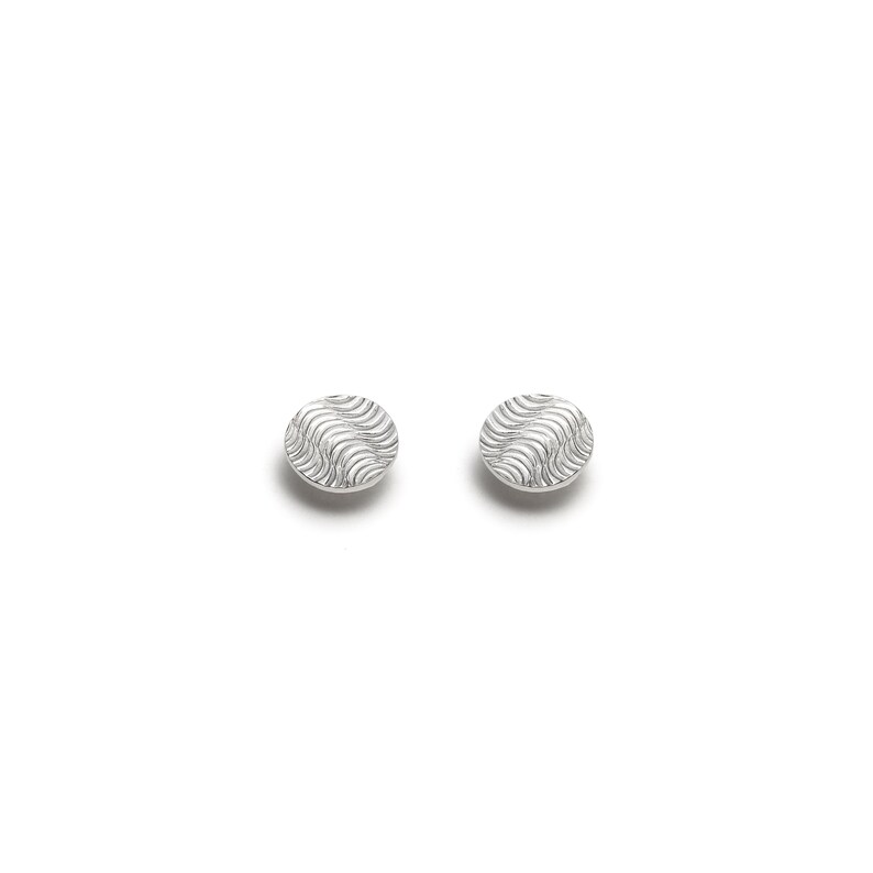 MAEL. Small round textured earrings in sterling silver image 2