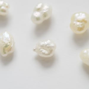 Natural creamy white keshi freshwater pearls earings 5-7mm, rhodium plated solid sterling silver image 5