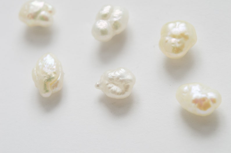 Natural creamy white keshi freshwater pearls earings 5-7mm, rhodium plated solid sterling silver image 5