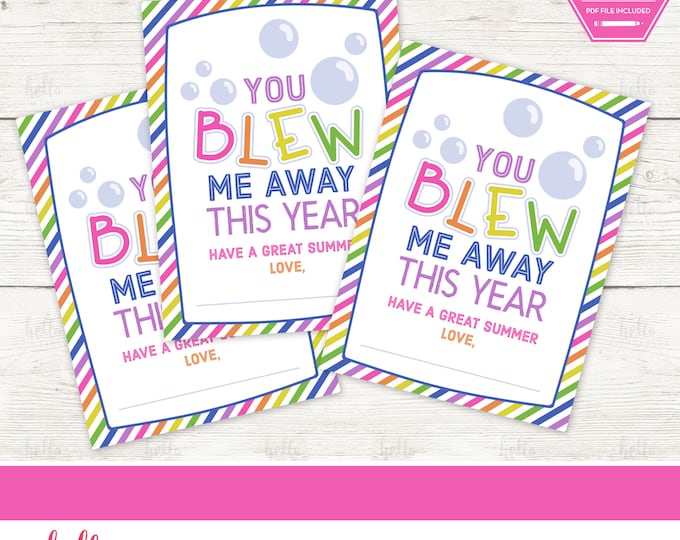 Teacher Printable, You Blew Me Away, Print and Cut, Instant Download