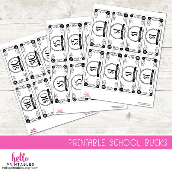 School Bucks Printable JPEG File Instant Download School