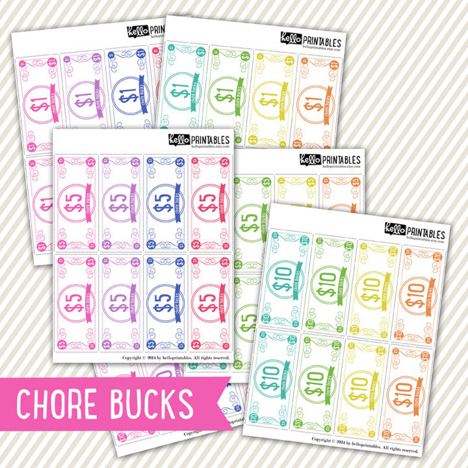 Chore Bucks Printable // JPEG File // Instant Download - Etsy