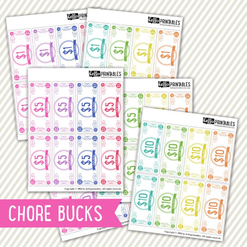 Chore Bucks Printable // JPEG File // Instant Download - Etsy