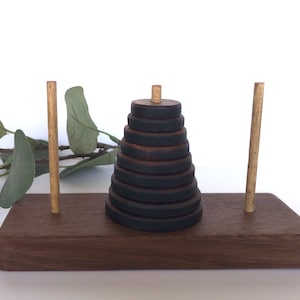 Wooden Tower of Hanoi Puzzle Game - Brain Teaser Puzzle - Father&#39;s Day Gift - Boredom Buster - Mathematical - Gift - Hygge