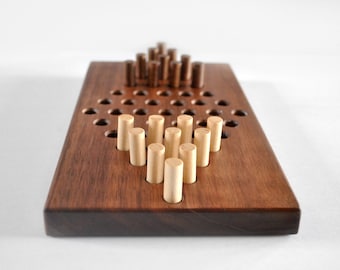 Chinese Checkers - Chinese Chequers - Two Person Game - Board Game - Unique Gift - Reclaimed Wood - Father's Day Gift - WALNUT
