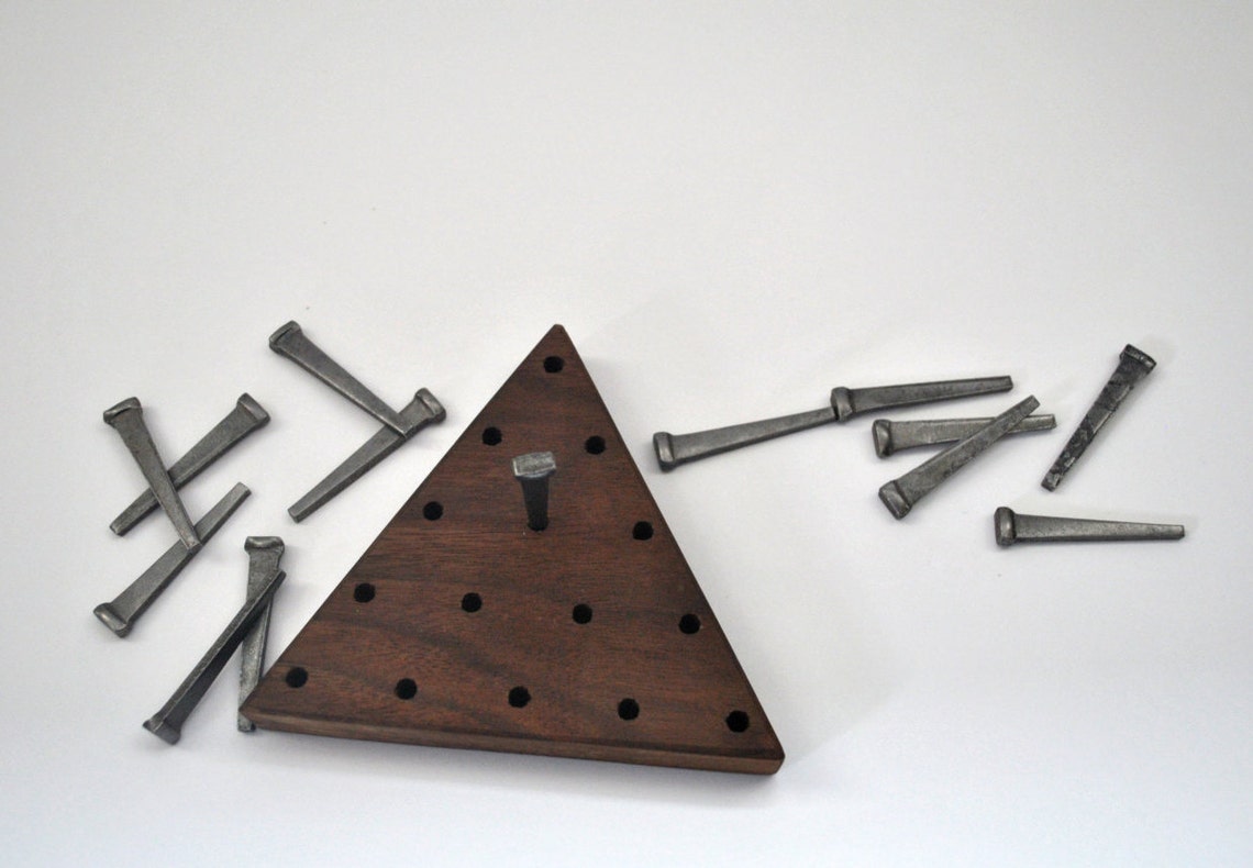 Triangle Peg Solitaire Game Last Man Standing Father's Etsy UK