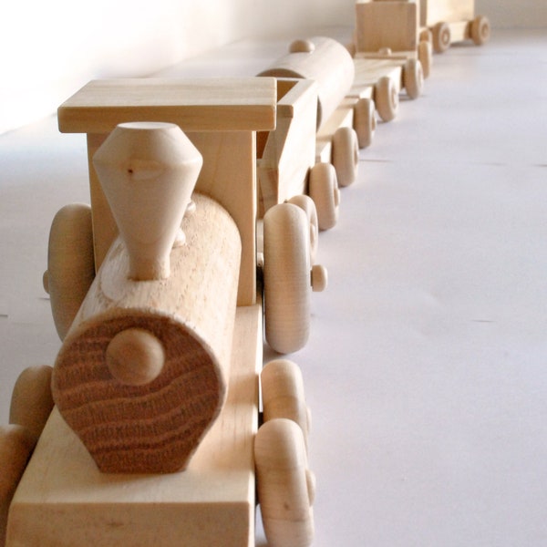 Wooden Toy Train Set - Kids Handmade Wood Toy - Natural Gift for Toddlers-boys and girls - Christmas Gift