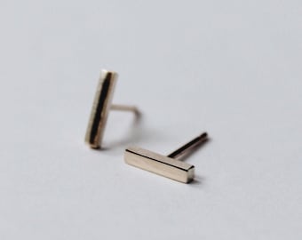 Gold Bar Earrings 9ct Gold - Simple Gold Earrings - 9ct Gold Earrings - Gold Staple Earrings - Gold Studs 9ct - Minimal Earrings