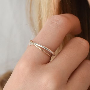 Connected Duo Ring Silver & Gold Pendant Alternative Gift Bridal Jewellery Unusual Engagement Ring Mixed Metal Promise Ring image 1