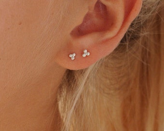 Ball Studs | Delicate Small Sterling Silver Ball Stud Earrings | Helix Piercing |  Unusual Stud Earrings | Cartilage piercing |