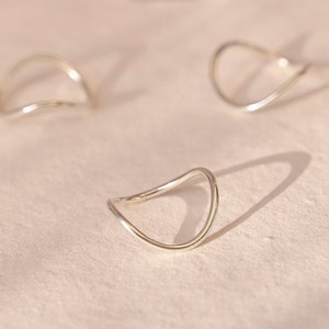 Sterling Silver Flow Ring Eco friendly Jewellery Curved Ring Curvy Silver Ring Stacking Ring Everyday Ethical Jewellery Minimal image 1