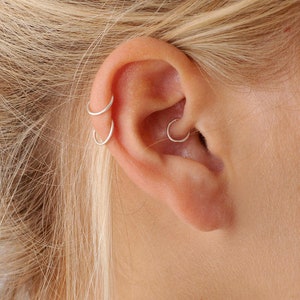 Helix Hoops, Very Small Cartilage Hoops, Small Sterling Silver Hoops, Very Small Silver Hoops, Tiny Silver Hoops, Tiny Silver ear rings,
