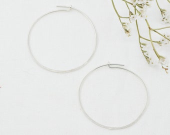 Hammered Simple Hoop | Sterling Silver Hoops | Minimal Earrings | Everyday Simple Silver Earrings | Hammered jewellery | Statement hoops