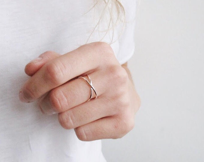 Eternity Ring Cross Ring Unusual Ring Simple Silver Ring Infinity Ring