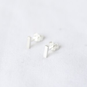 Delicate Bar Earrings Sterling Silver Ear Studs Simple Stud Earrings Every Day Studs Minimal Jewellery Sterling Silver Studs image 2