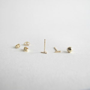 Gold Stud Earrings Solid 9ct Gold Mismatched Stud Earring Set Small Earring Set Mix and Match Earring Set Gold Earrings Gold Studs image 4