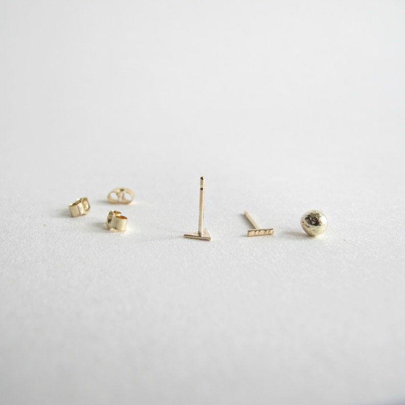 Gold Stud Earrings Solid 9ct Gold Mismatched Stud Earring Set Small Earring Set Mix and Match Earring Set Gold Earrings Gold Studs image 4