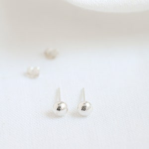 Sterling Silver ball studs Sterling silver pebble studs Small sterling silver stud earrings Simple Stud Earrings Ball Studs image 2