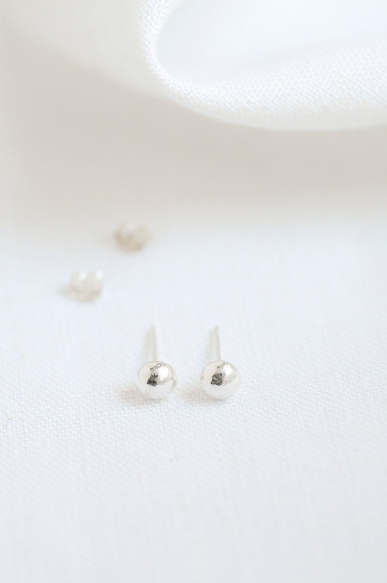 Sterling Silver ball studs Sterling silver pebble studs Small sterling silver stud earrings Simple Stud Earrings Ball Studs image 2
