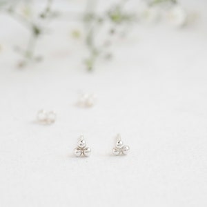 Ball Studs Delicate Small Sterling Silver Ball Stud Earrings Helix Piercing Unusual Stud Earrings Cartilage piercing image 2