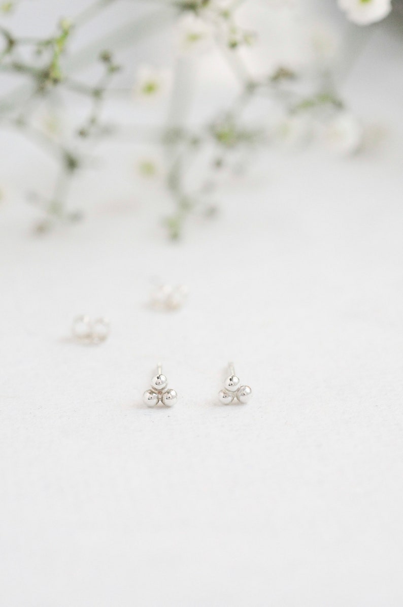 Ball Studs Delicate Small Sterling Silver Ball Stud Earrings Helix Piercing Unusual Stud Earrings Cartilage piercing image 2