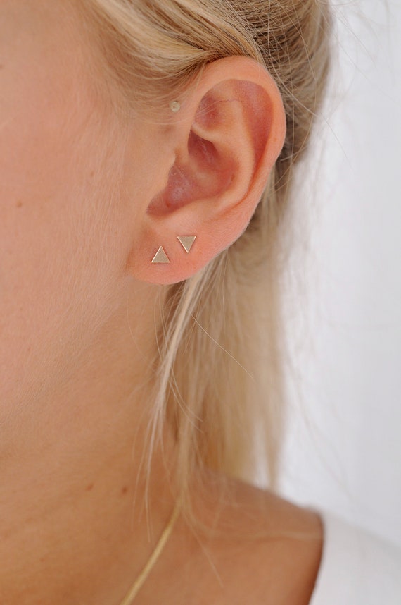 Simple small Pink earrings Modern Earrings Trendy everyday jewelry Triangle Earrings hoop dangle earrings